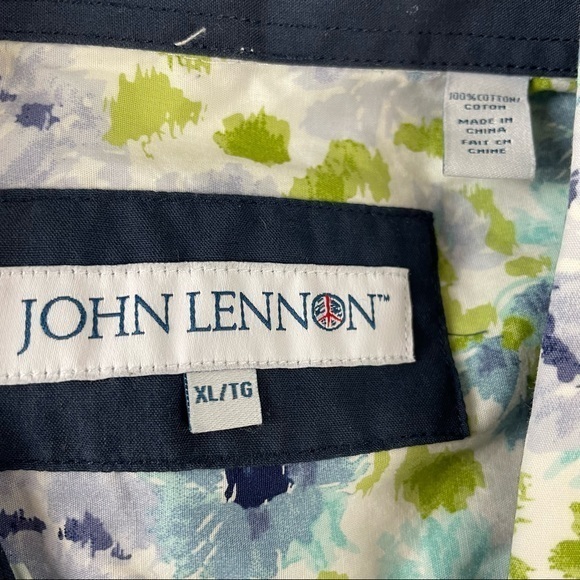 John Lennon Button Up Shirt XL Floral Pattern Shirt Long Sleeve T250 - Picture 10 of 11